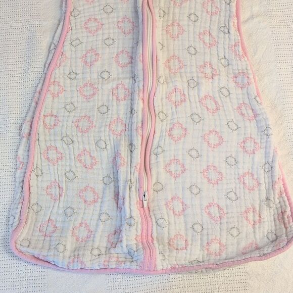 Hudson Baby Medium 6-12 months White and Pink Cotton Zippered Sleep Sacks - Picture 10 of 11